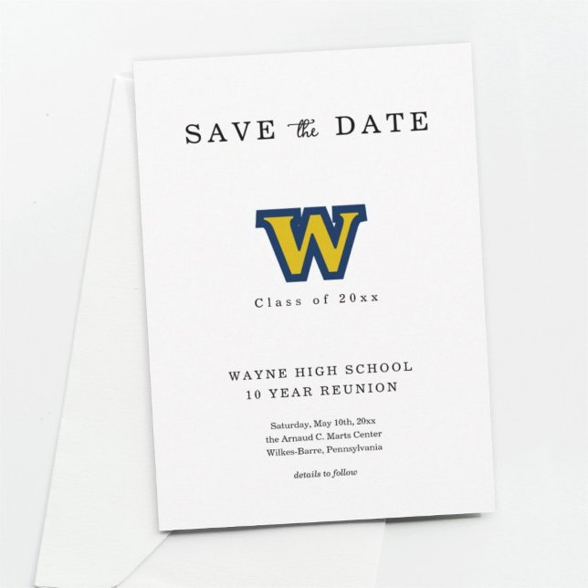 Class Reunion Save the Date Card with Logo (Creator Uploaded)