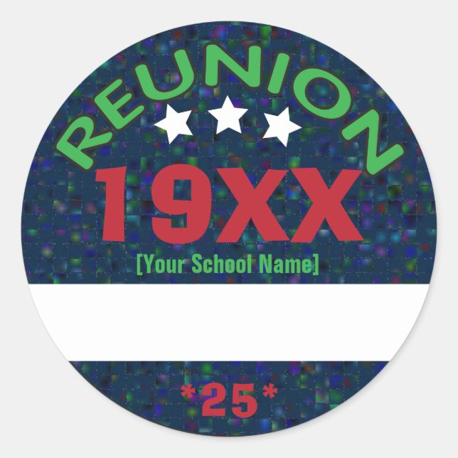 Class Reunion Shiny Background Name Tag (Front)