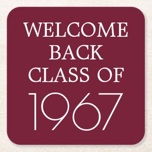 Class Reunion  Welcome Back Square Paper Coaster