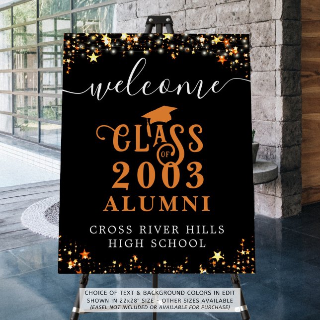 Class Reunion Welcome Black Orange Stars Foam Board (Creator Uploaded)