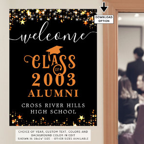 Class Reunion Welcome Gold Stars Black Custom Poster