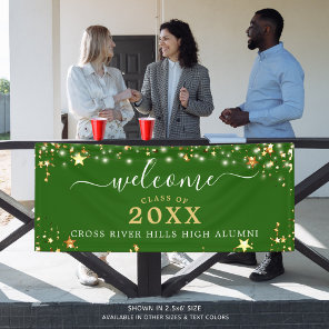 Class Reunion Welcome Green Gold Stars  Banner