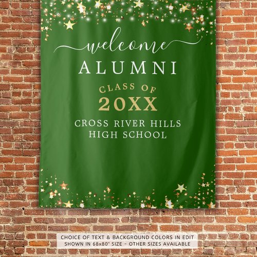 Class Reunion Welcome Green Gold Stars Tapestry