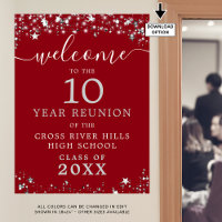 Class Reunion Welcome Red Silver Stars Script