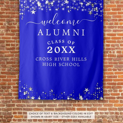 Class Reunion Welcome Royal Blue Stars Tapestry