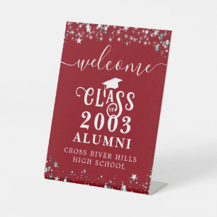 Class Reunion Welcome Table Sign Red