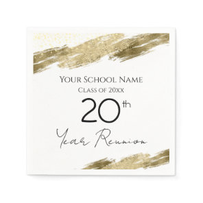 Class Reunion White and Gold Napkins