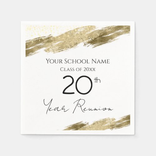 Class Reunion White and Gold Napkins