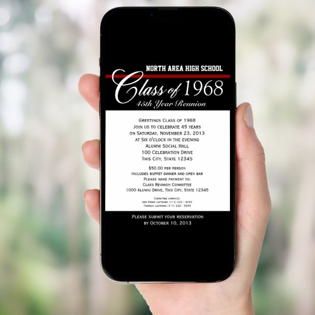 Class Reunion with Adjustable Color Stripe Invitation (Front Digital)