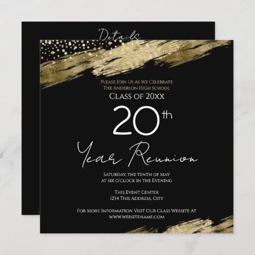 Class Reunion With Details Gold Black Invitation