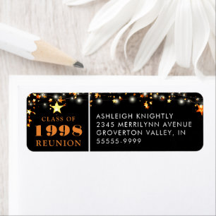 Class Reunion Year Black Orange Gold Stars Label