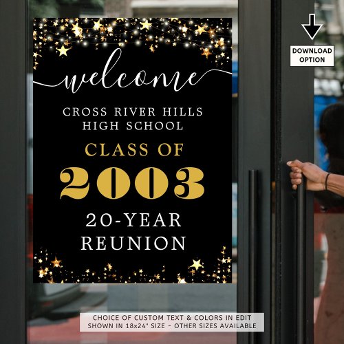 Class Reunion Year Welcome Black Gold Stars Poster
