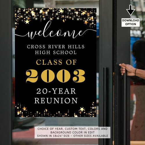 Class Reunion Year Welcome Black Gold Stars Poster