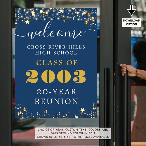 Class Reunion Year Welcome Black Gold Stars Poster