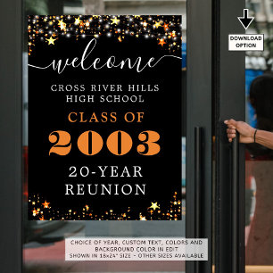 Class Reunion Year Welcome Black Orange Stars Poster