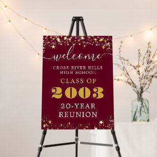 Class Reunion Year Welcome Maroon Gold Stars Foam Board