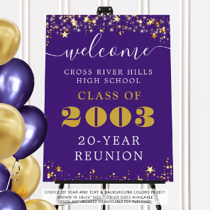 Class Reunion Year Welcome Purple Gold Stars Foam Board