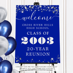 Class Reunion Year Welcome Royal Blue Silver Stars Foam Board