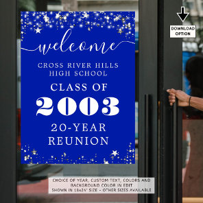 Class Reunion Year Welcome Royal Blue Silver Stars Poster