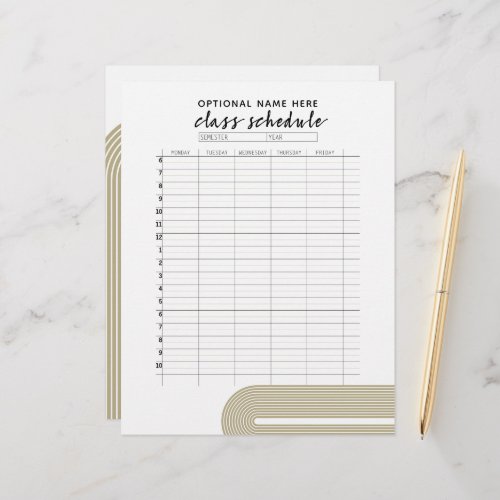 Class Schedule for Semester _ boho arch pattern Letterhead