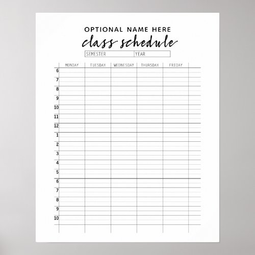 Class Schedule for Semester _ boho arch pattern Poster