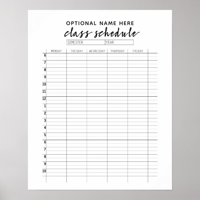 Class Schedule for Semester - boho arch pattern Poster (Front)