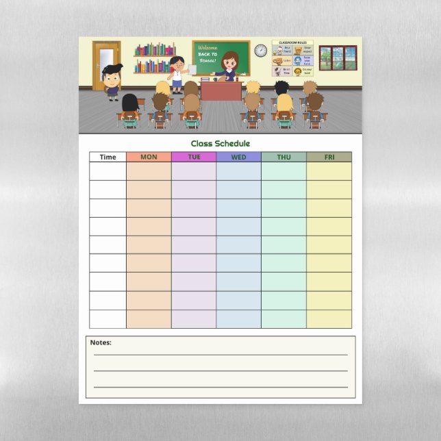 Class Schedule Magnetic Dry Erase Sheet (Vertical)