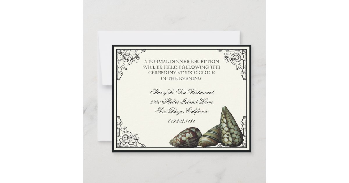 Class Shells Black and Cream - Reception Invite | Zazzle
