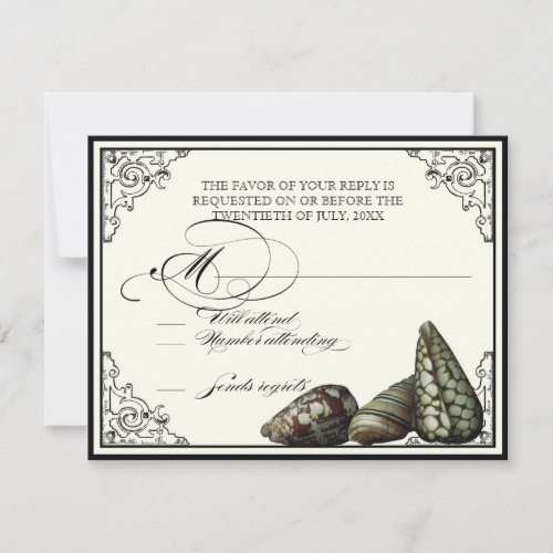 Class Shells Black and Cream _ RSVP Response Card