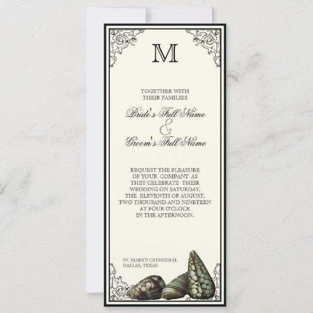 Class Shells Black and Cream - Wedding Invitation (Front)
