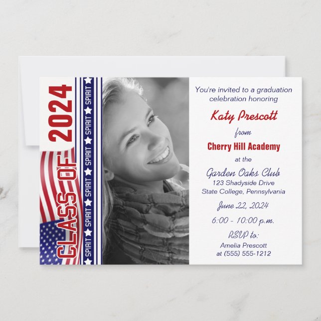 Class Spirit Patriotic Graduation Announcement (Front)