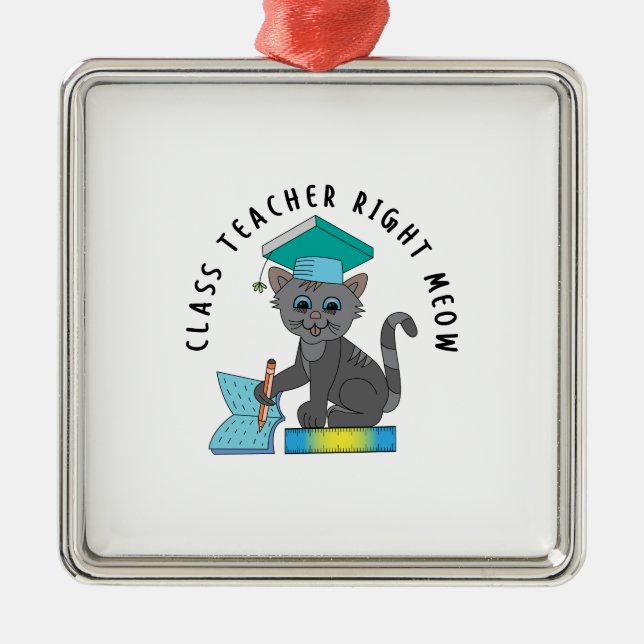 Class Teacher Right Meow Metal Ornament (Front)