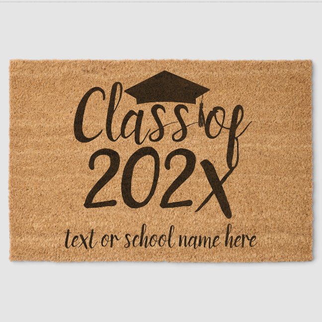 Class University College Graduation Fiber Doormat