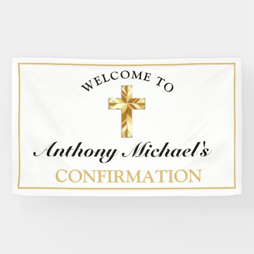 Class White Gold Cross Boys Confirmation Welcome Banner