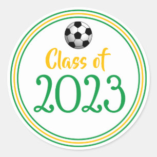 Class Year Green & Gold Graduation Classic Round Sticker