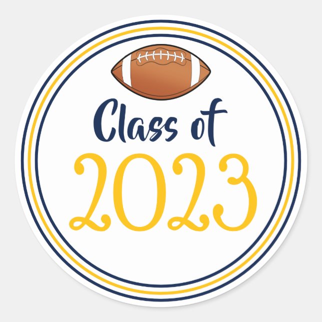 Class Year Navy & Gold Graduation Classic Round Sticker (Front)