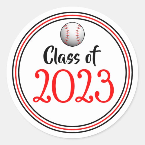 Class Year Red  Black Graduation Classic Round Sticker