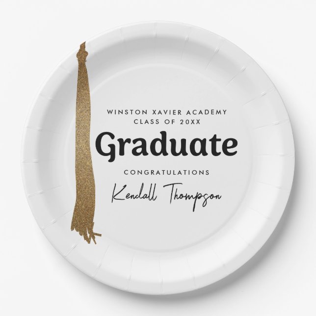 Class Year School Custom graduate Paper Plates (Front)