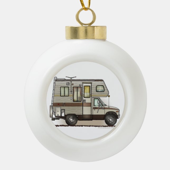 ClassC Camper RV Magnets Ceramic Ball Christmas Ornament (Front)