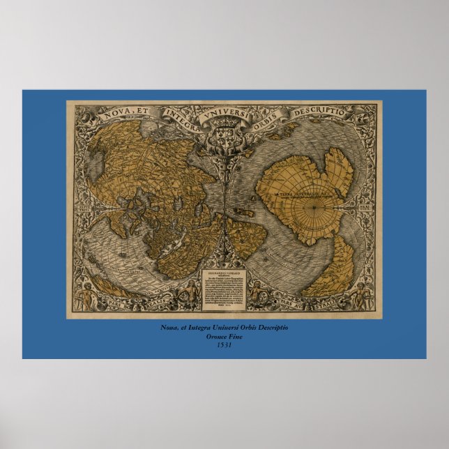 Classic 1531 Antique World Map by Oronce Fine Poster (Front)
