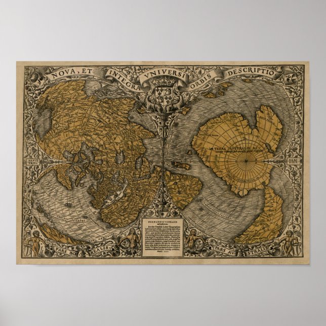 Classic 1531 Antique World Map by Oronce Fine Poster (Front)