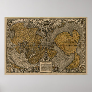 Classic 1531 Antique World Map by Oronce Fine Poster