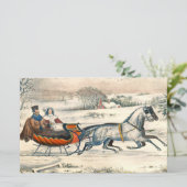 Classic 1853 Sleigh Ride Currier Ives Road Winter (Standing Front)