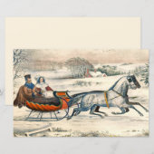 Classic 1853 Sleigh Ride Currier Ives Road Winter (Front/Back)