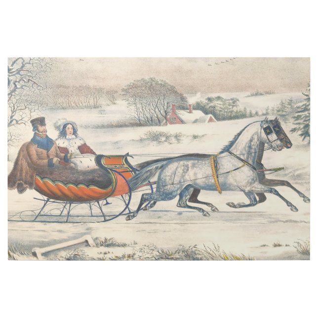 Classic 1853 Sleigh Ride Currier Ives Road Winter Gallery Wrap (Front)