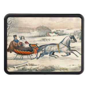 Classic 1853 Sleigh Ride Currier Ives Road Winter Hitch Cover