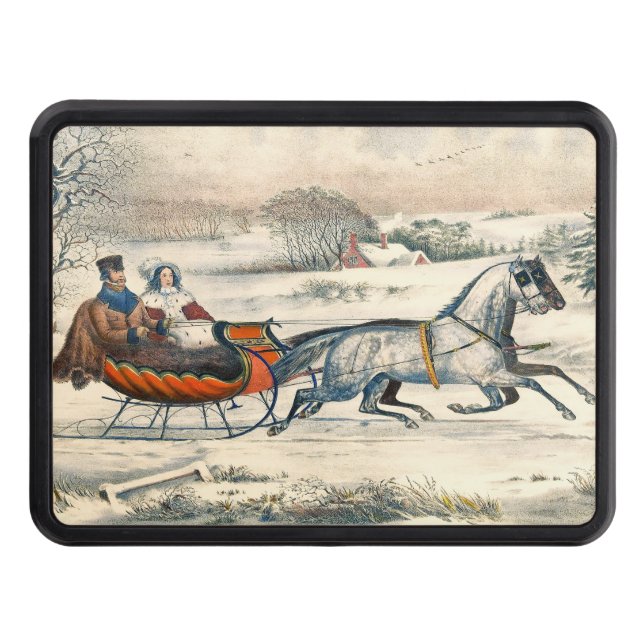 Classic 1853 Sleigh Ride Currier Ives Road Winter Hitch Cover (Front)
