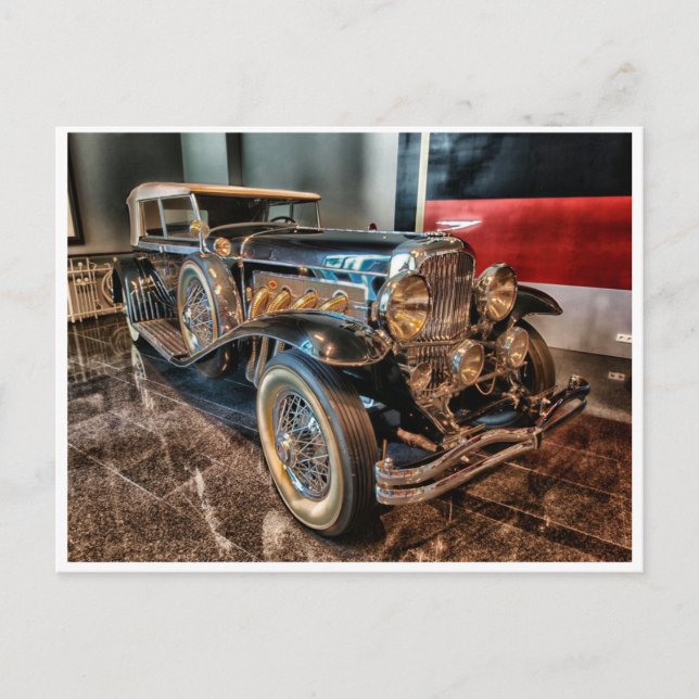 Classic 1929 vintage oldster antique hdr car postcard (Front)