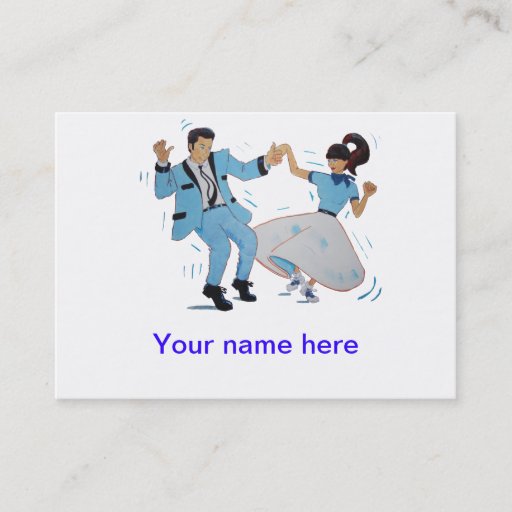 Customizable Classic 1950s 1960s rock and roll jive dancers business card