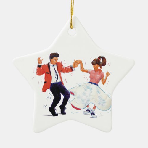 classic 1950s fifties rock n roll jivers cartoon ceramic ornament